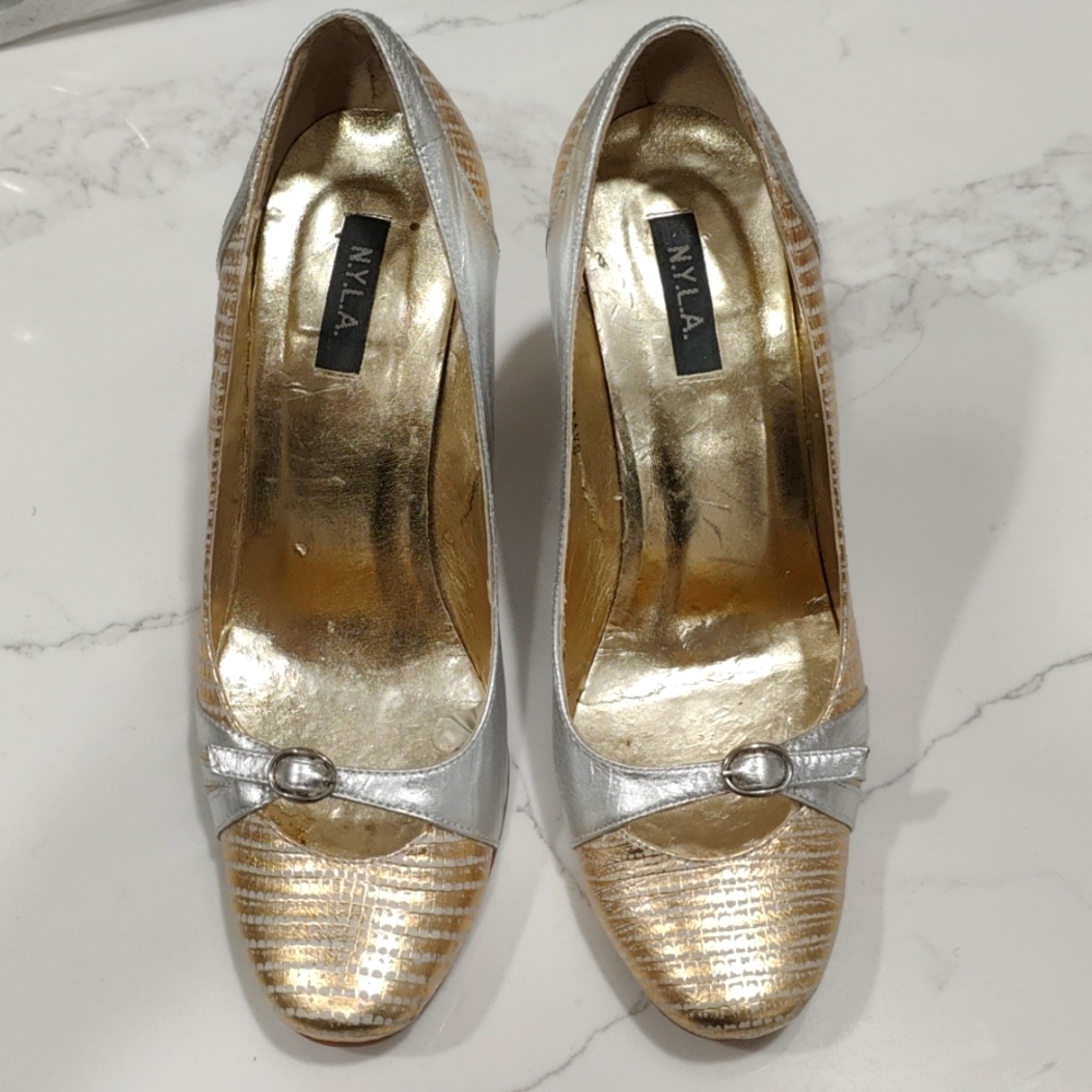 NYLA Gold and Silver Wedge Size 8
